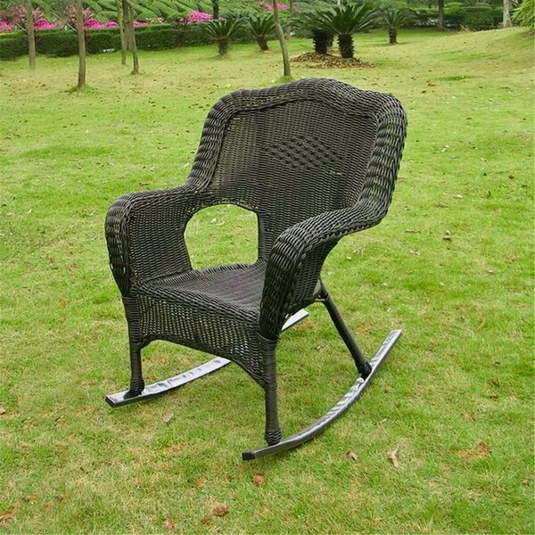 International Caravan Camelback Resin Wicker Rocker, Antique Black 3182-1CH-AB